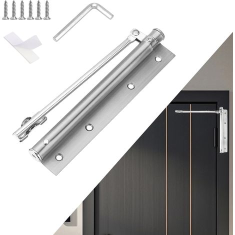 Ferme-Porte Automatique - 1 Pièce - Acier Inoxydable - Fermeture Réglable 30kg - Maison Hôtel Bureau - Argent (1/5)