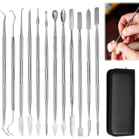 Outils De Sculpture De Cire En Acier Inoxydable, 12 Pièces Outils De Dculpture Double Face, Outils De Sculpture En Cire D'argile, Outils De Sculpture Argile pour Sculpter La Cire, L'argile, Sculpture (1/5)