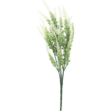 Fleurs Artificielles Lavande - 25 Têtes Bouquet Mariage Décoration Maison Plastique Réaliste - Blanc (1/5)