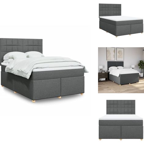 Sommier à lattes de lit avec matelas Gris foncé 160x200cm Tissu - Sommier À Lattes De Lit - Sommiers À Lattes De Lit - Lit - Meuble De Chambre À Coucher (1/5)