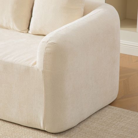 Un canapé modulaire compressé, revêtu de tissu chenille, garni d'une mousse haute résilience 30D et doté d'une base antidérapante : un choix idéal pour les salons et autres espaces. Beige. (1/4)