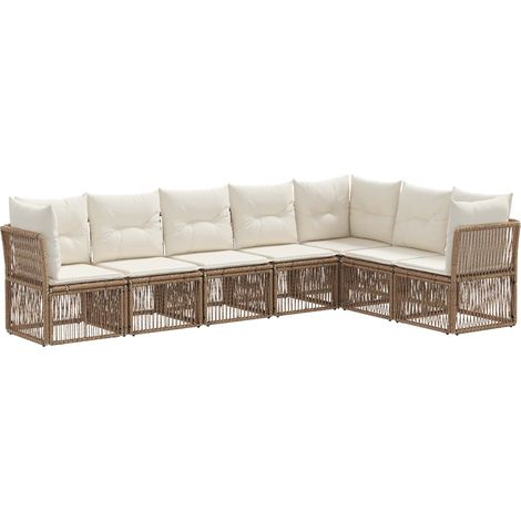 Gartensofa-set 7 pcs Beige Poly-Rattan vidaXL