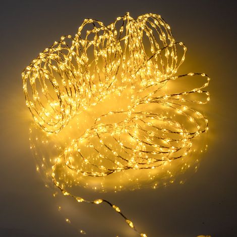 Draht Lichterkette warm weiß extra dicht mit Timer und Funktionen - 567 LED - Leuchtdraht silber 9 m für Außen und Innen mit Netzstecker