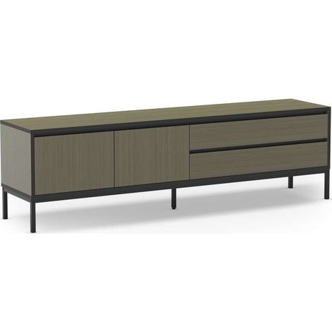 Mueble para televisión 2 puertas 2 cajones md-Cris acabado verde y negro, 180cm(ancho) 55cm(alto) 40cm(largo) (1/3)