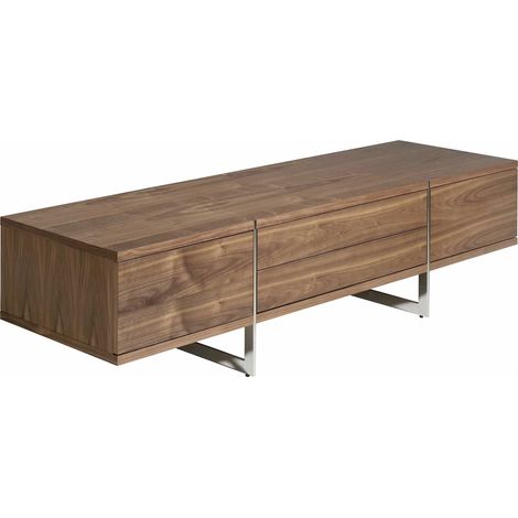 Meuble TV épuré en bois de noyer avec rangements - Noyer (1/5)
