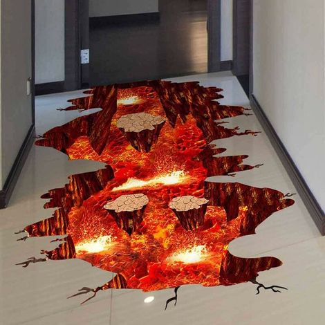 Creative 3D Space Wall Sticker Removable PVC Magic Floor Flame and Lava Wall Sticker Wallpaper Art Deco Home Wall Ceiling Boys Room Kids Room Kindergarten School magma (1/5)