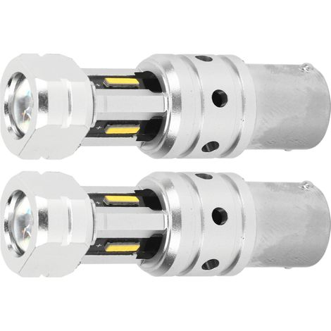 2 ampoules LED de recul 1156, 2400LM, 100W, clignotants et feux de signalisation arrière pour voiture, camion, camping-car, jaune 3000K (1/5)