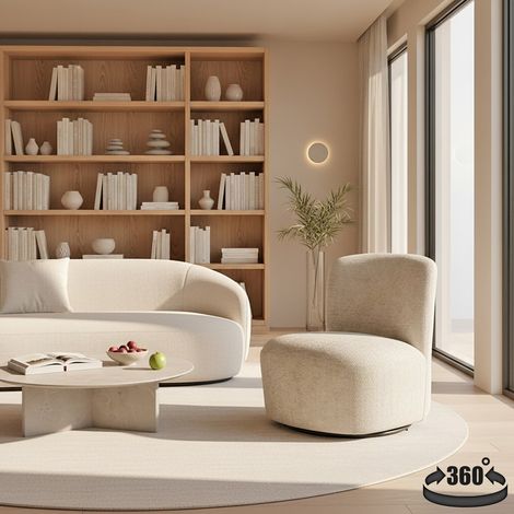 Fauteuil pivotant de salon JOYA, Beige/ 66x69x75