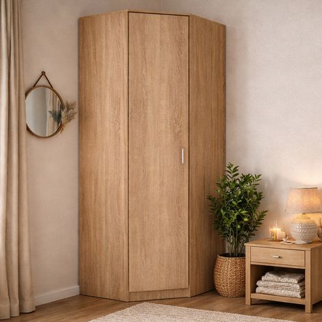 Compiano - Guardaroba 1 Anta, Marrone Noce, 4 Ripiani