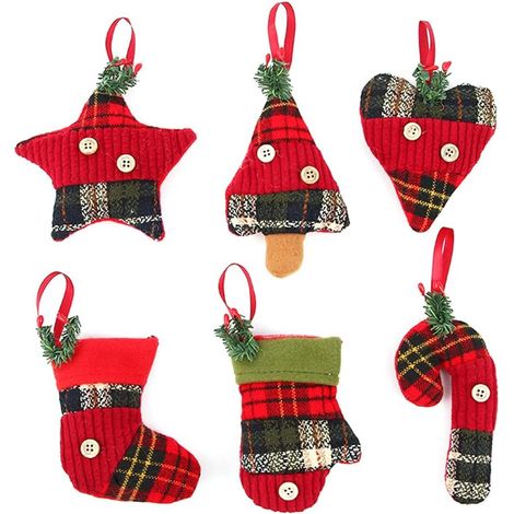Lot de 6 décorations de sapin de Noël, suspension multifonctionnelle, motifs classiques, pour maison et bureau (1/5)