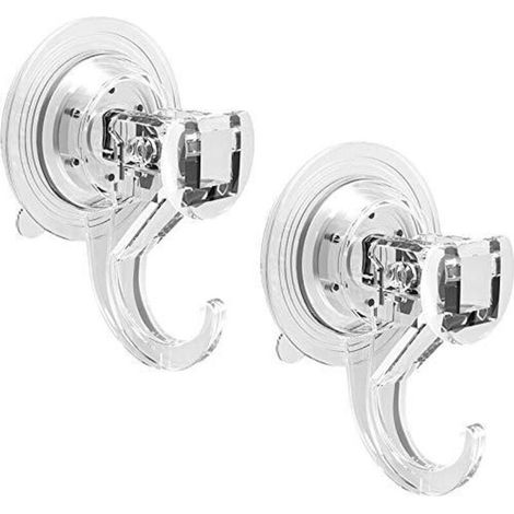 Set of 2 Suction Cup Wall Hooks, 3kg Load Capacity, Clear Plastic Suction Cup Hooks for Kitchen/Bathroom/Office Utensils: Towel Holder, Crown, Robe, Coat, Tea Towel.