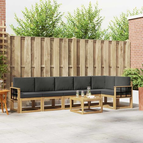vidaXL Outdoor-Sofagarnitur 7 pcs Weiß und Anthrazit Polyester (1/5)