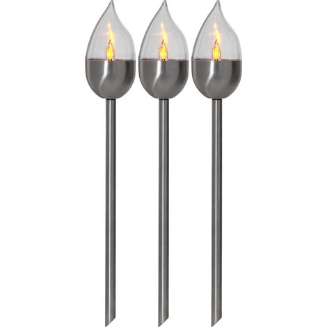 Star LED-Solar-Fackel"Olympus", Edelstahl, 3er Set, Silber (1/5)