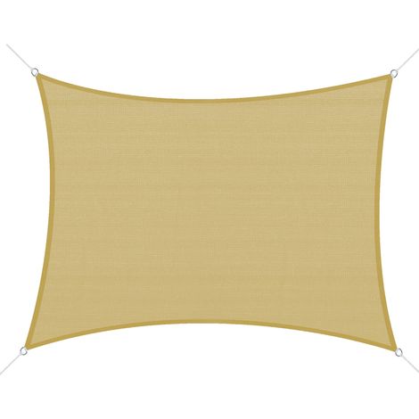 Rechteckiges Sonnensegel 6x4m, beigefarbenes HDPE-Gewebe