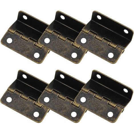[Bronze]Lot de 6 Charnières Demi Surface à Trois Volets Semi Dissimulées Décalées pour Porte, Coffre, Armoire, Matériel de Meubles (1/5)