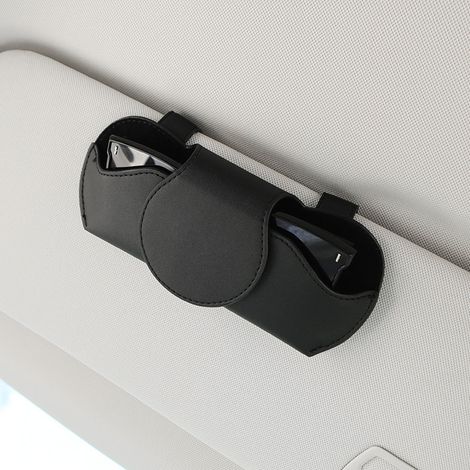 Support de lunettes de voiture en simili cuir Premium, boîte de lunettes de soleil universelle résistante aux rayures, noir de luxe,18x7,8 cm