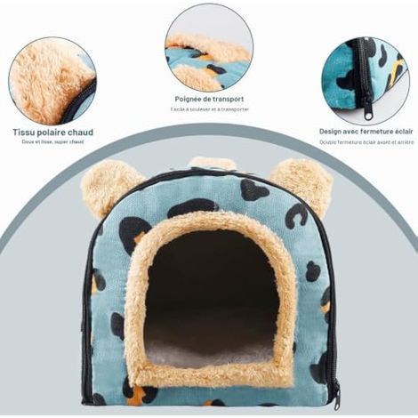 Lit pour cochon d'Inde, grotte douillette avec coussin amovible, lit pour lapin, cochon d'Inde, cages, grottes et lieux de couchage pour petits animaux, chinchilla, lapin, cage à gel (1/3)
