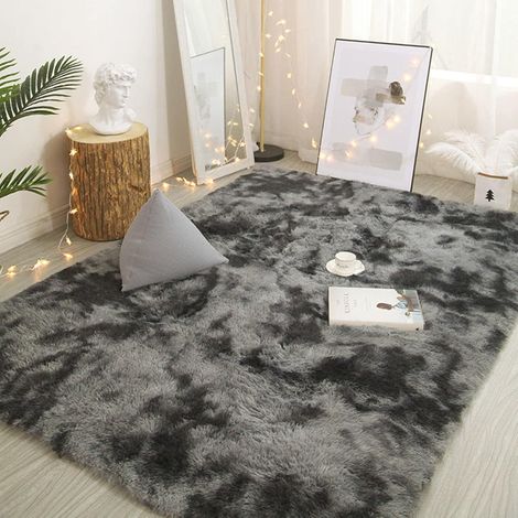 Teppich Hochflor Shaggy Fellteppich Dunkelgrau 80 x 160 cm Rechteckig (1/5)