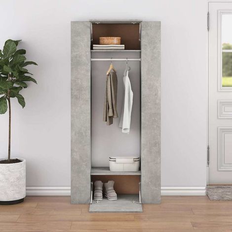 Armoires de couloir 2 pcs Meuble de Rangement - Style Contemporain Armoire penderie Gris béton Bois d'ingénierie BV123532 - BonneVie (1/5)