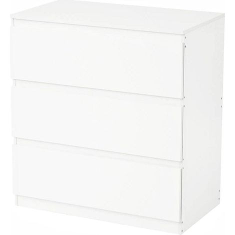 Commode blanche 3 tiroirs sans poignées, design moderne et épuré (1/5)