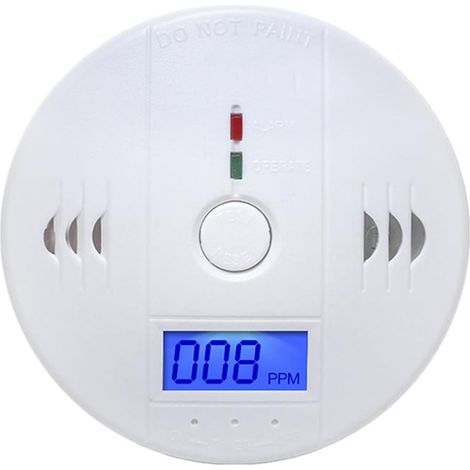 Détecteur de monoxyde de carbone, détecteur de monoxyde de carbone blanc portable, alarme CO avec affichage numérique, alarme sonore et incendie. (1/5)