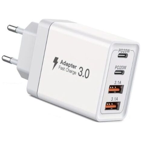 BUNTHAUS Chargeur USB C 40W Multiport Rapide, Prise USB Chargeur, Adaptateur Secteur pour Téléphones, Compatible iPhone, Samsung, iPad, Appareils Android Compact, Sécurisé, Idéal pour Voyage (1/4)