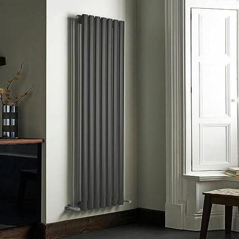 Anthracite Single Oval Tube Radiator 1600mm x 420mm Central Heating