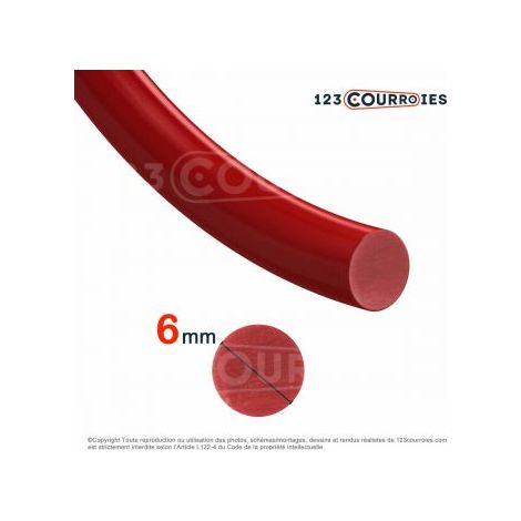Courroie ronde thermosoudable rouge diamètre 6 mm