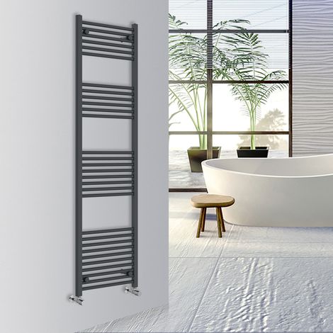 Warmehaus Straight Bathroom Heated Towel Rail Warmer Radiator Central Heating 1800x500mm Anthracite