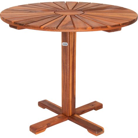 CASARIA® Gartentisch Balkontisch Wetterfest Holz Rund ⌀70,5cm 80kg Belastbarkeit Balkon Garten Terrasse Tisch Terrassentisch Holztisch Akazie