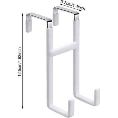 Ganchos para puertas de 12,5 cm, que se pueden usar como albornoces, guirnaldas y en armarios (Blanco, 2 por juego). (1/5)