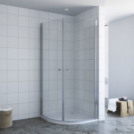 Eckdusche Duschabtrennung 90x90 cm Viertelkreis Runddusche mit Nano Glas doppelt Drehtüren (1/5)