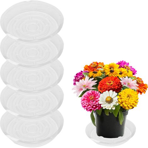 Soucoupes transparentes pour plantes, lot de 5, 15 cm, plateau en plastique transparent pour plantes d'intérieur et d'extérieur (1/4)