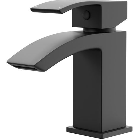 Colore Square Matt Black Mini Mono Basin Mixer Tap (1/5)