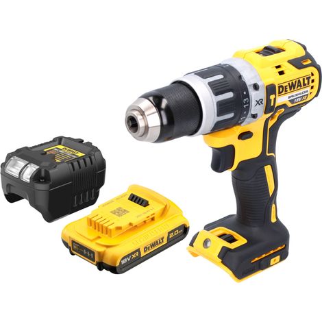 Dewalt – Perceuse-visseuse à percussion sans fil 18V – Moteur Brushless 70Nm – 1 batterie 2.0Ah et chargeur inclus – Pour béton et maçonnerie