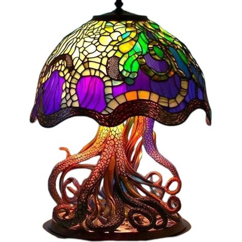 Lampe de table champignon en verre peint, lampe de bureau vintage décorative, lampe de chevet pour chambre, salon, bureau, cadeau (1/5)