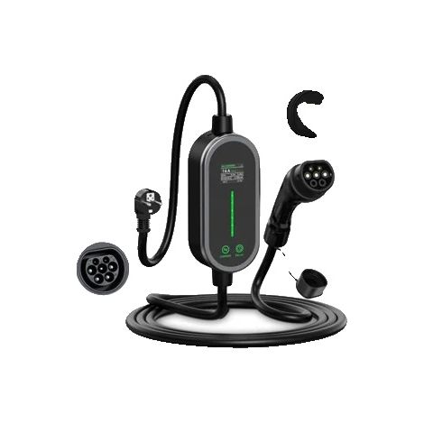 Cargador portátil para vehículos eléctricos, control inteligente, clasificación IP66, 10 m Tipo 2 con aplicación, Tipo 2 (1/2)