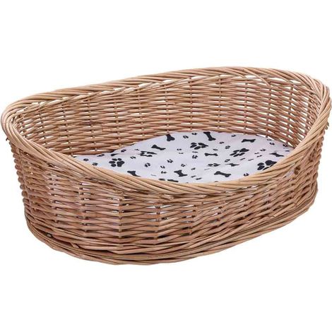 Cama de mascota de mimbre marrón 60x45x12/19h cm