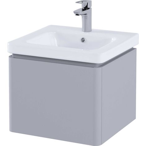 RAK Resort Matt Stone 550mm Wall Hung Single Drawer Vanity Unit - RAKRSTWBU55601