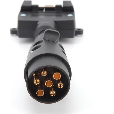 Adaptateur de remorque prise ronde mâle 7 broches vers prise plate femelle 7 broches pour caravane bateau (1/5)