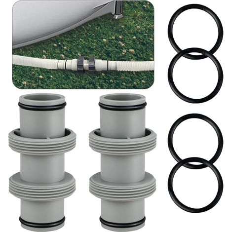 Raccord Tuyau Piscine 38mm,Raccord Pompe Piscine,Connecteur de Tuyau de Piscine pour Tuyau de Ø 38 mm, Adaptateur de Tuyau de Piscine pour Intex Coleman(2 PCS) (1/5)