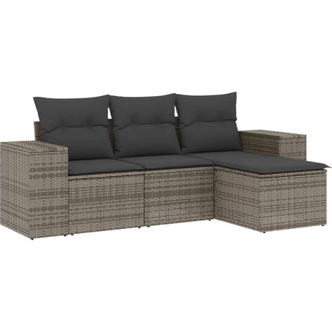 Maison Exclusive - 4-tlg. Garten-Sofagarnitur mit Kissen Grau Pol