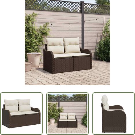 Canapé extérieur - Canapé de jardin avec coussin Marron 121 x 62 x 69cm polyrotin (1/5)