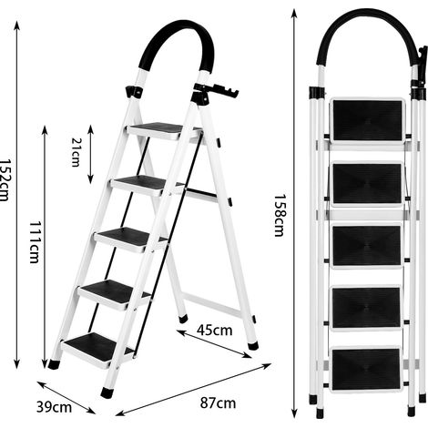Echelle télescopique en Métal, Hauteur de 1.58m, 5 échelons (1/5)