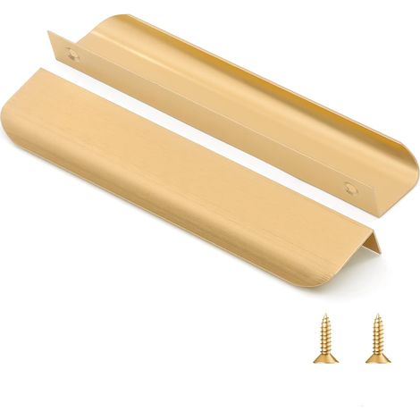 Lot de 2 poignées de placard de cuisine dorées en alliage d'aluminium, distance entre les trous 320 mm avec vis
