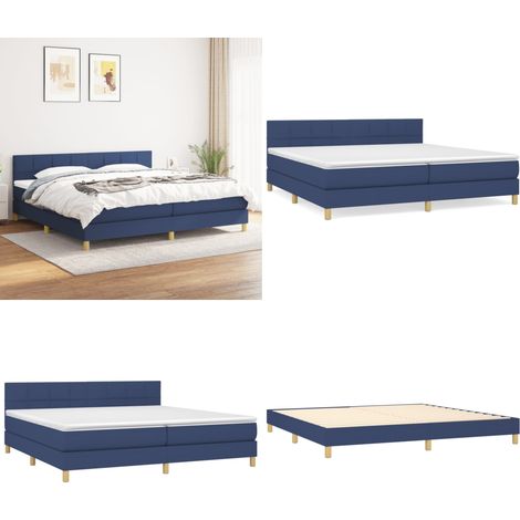 Boxspringbett mit Matratze Blau 200x200 cm Stoff - Boxspringbett - Doppelbett - Blau - Bettsofa - Schlafsystem - Home & Living