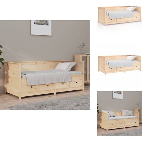 Lit de jour sans matelas 75x190 cm bois de pin massif - Lit De Jour - Lit Convertible - Meuble Chambre À Coucher - Lit Bois - Lit Design (1/5)