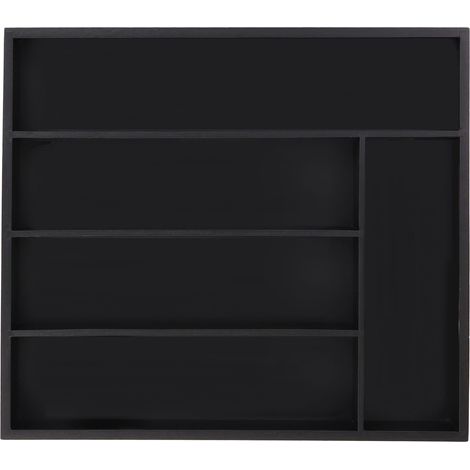 Relaxdays – Range-couverts pour tiroirs 5 compartiments – Dimensions H x L x P : 5 x 34 x 30 cm – Séparateur en bambou noir pour rangement efficace