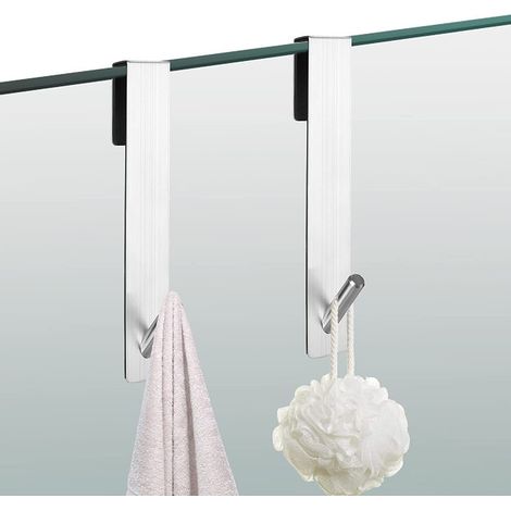 Duschhaken, Set mit 2 Duschwandhaken zum Anbringen ohne Bohren mit Schaumstoffschutz, Handtuchhaken aus Edelstahl, Handtuch- und Bademantelhalter. (1/5)