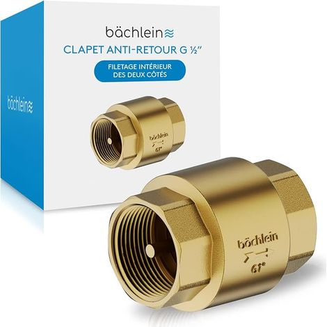 Universal Brass Check Valve with G 1/2 Inch Inner Thread on Both Sides - Stainless and Waterproof Check Valve for Safe Drinking Water System (1/5)